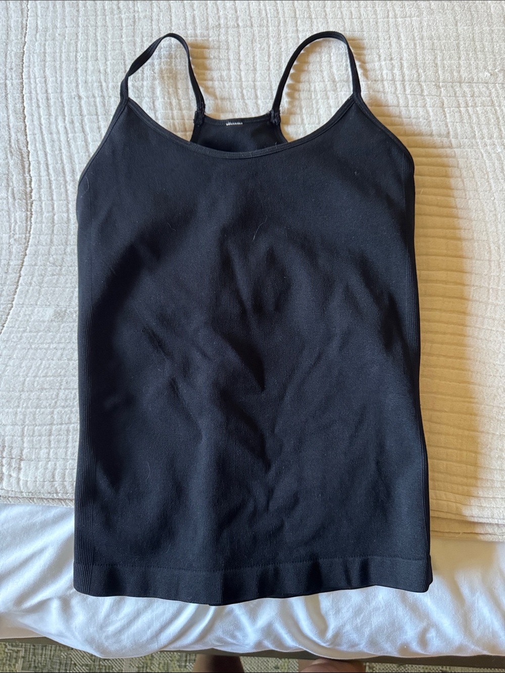 Splits59 Black Seamless Camisole with Spaghetti Straps